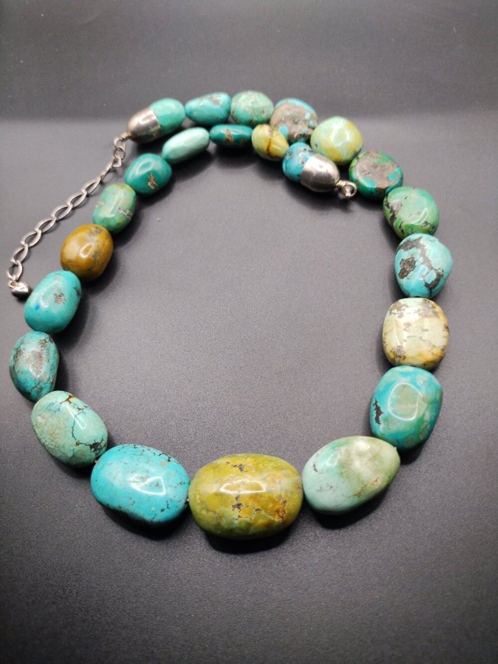 Jay King DTR Hubei Turquoise nugget necklace 925 Sterling Silver Chunky - Picture 7 of 9